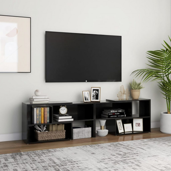 Mobiliário de TV madeira de contraplacado preto brilhante 149x30x52 cm D