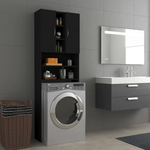 Armário de máquina de lavar roupa preto 64x25.5x190 cm D