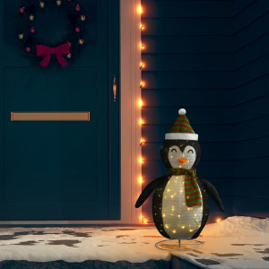 Pingüino de Navidad decorativo con LED tela lujosa 90 cm D