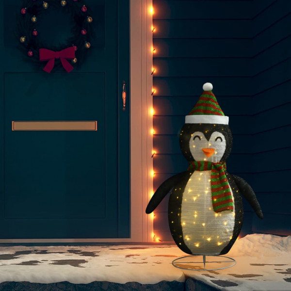 Figura decorativa de pingüino navideña LED tela lujosa 120 cm D