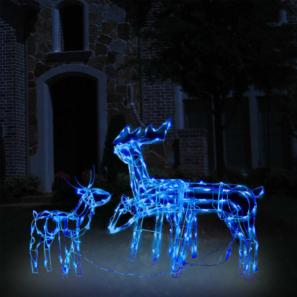 Luzes de renas de Natal 229 LEDs 3 peças D