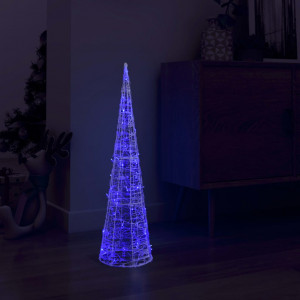 Cone de luz LED de pirâmide decorativa acrílica azul 90 cm D