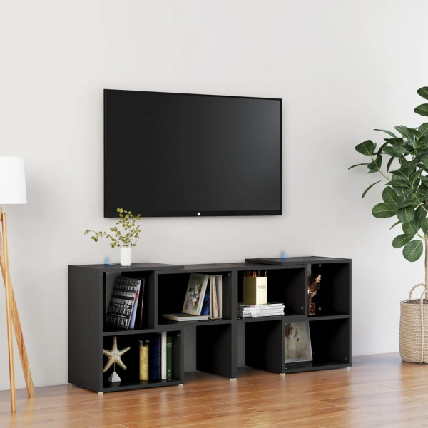 Mueble de TV madera contrachapada negro 104x30x52 cm D