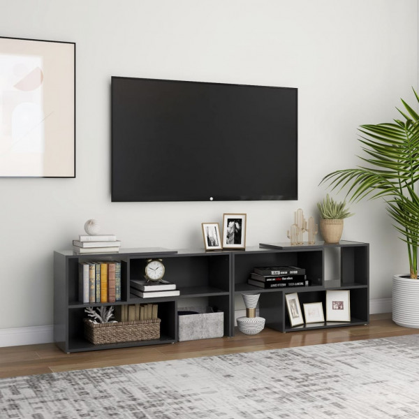 Mobiliário de TV de madeira contraplacada cinza 149x30x52 cm D