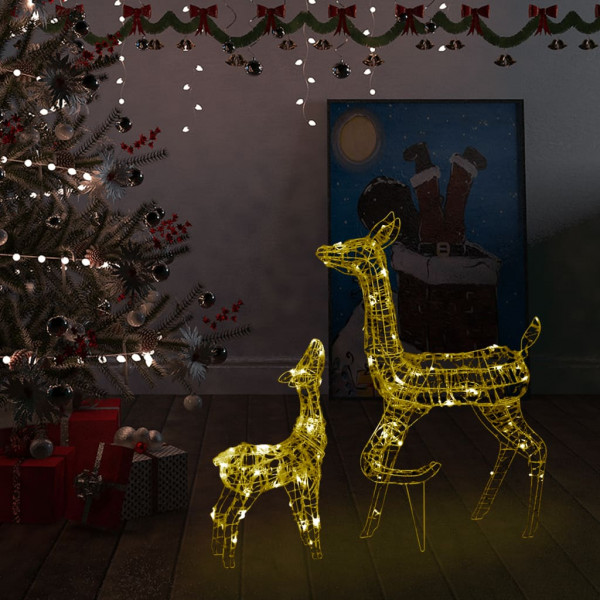 Familia de renos de Navidad acrílico blanco cálido 160 LEDs D