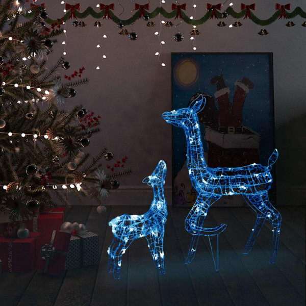 Familia de renos de Navidad acrílico 160 LEDs azules D