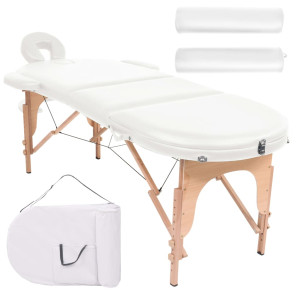 Cama de massagem dobrável de 4 cm de espessura 2 almofadas brancas D