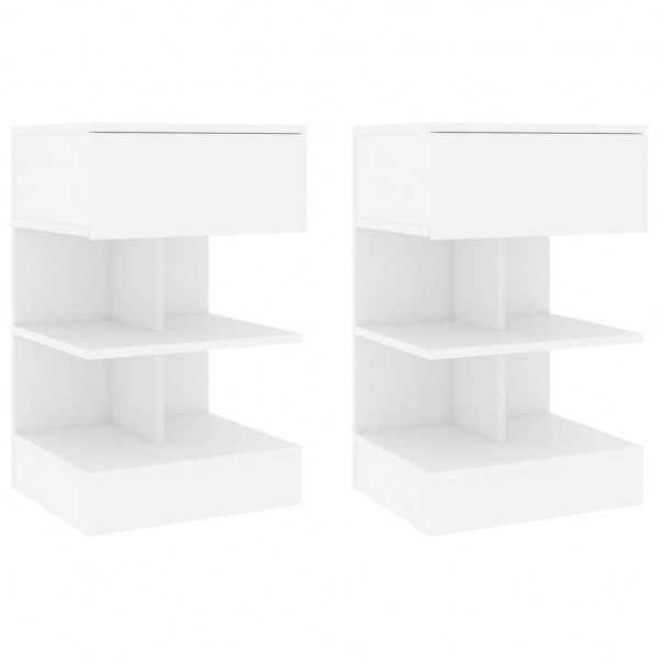 Mesitas de noche 2 uds madera contrachapada blanco 40x35x65 cm D