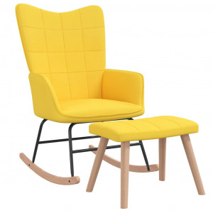 Silla mecedora con reposapiés tela amarillo mostaza D