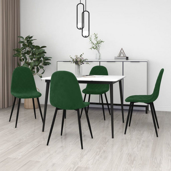 Sillas de comedor 4 unidades terciopelo verde oscuro D