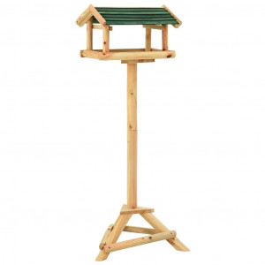 Comedor para aves com suporte de madeira de abeto 37x28x100 cm D