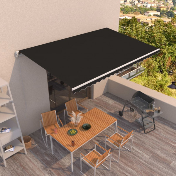 Toldo retrátil manual cinza antracite 500x350 cm D