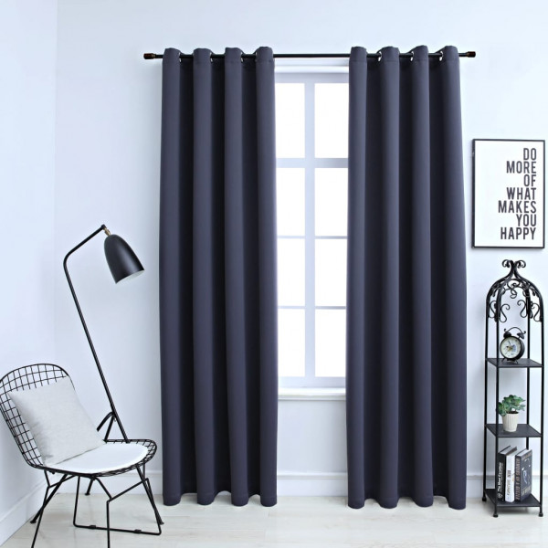 Cortinas opacas com anéis metálicos de anthracite D