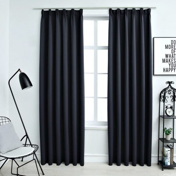 Cortinas opacas con ganchos 2 unidades gris antracita 140x175cm D