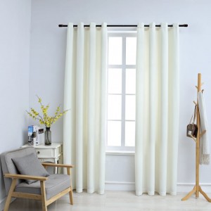 Cortinas opacas con anillas 2 pzas terciopelo crema 140x245 cm D