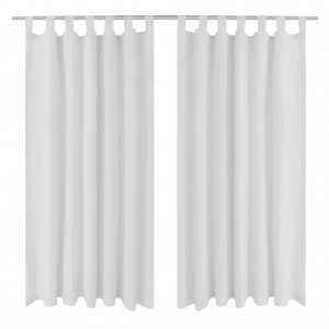 Cortinas de micro-raso con bucles 2 unidades blanco 140x225 cm D