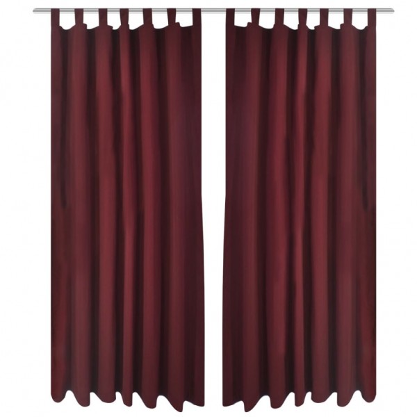 2 cortinas micro-satinadas con trabillas color burdeos. 140 x 225 cm D