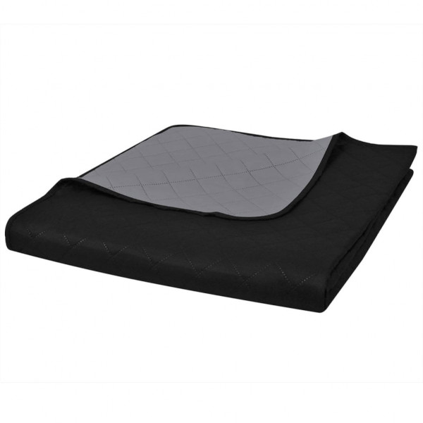 Dupla face acolchoado preto cinza 230x260 cm D