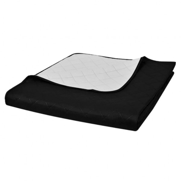 Colcha acolchada a doble cara negro blanco 230x260 cm D