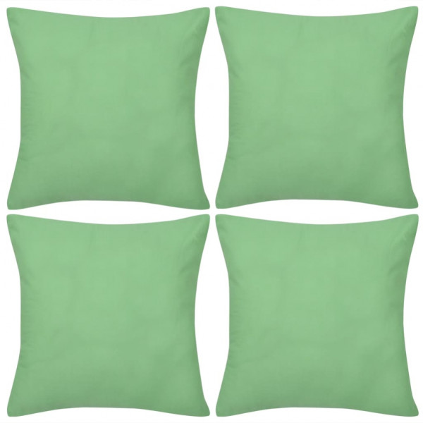 4 fundas verde manzana para cojines de algodón. 40 x 40 cm D