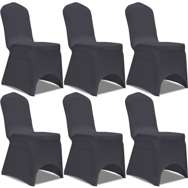 Funda de silla elástica 6 unidades gris antracita D