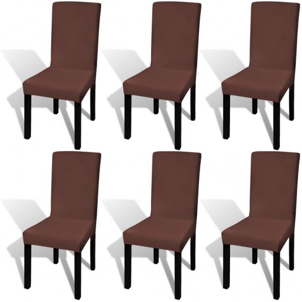 Funda para silla elástica recta 6 unidades marrón D