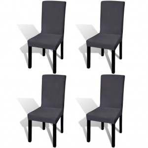 Funda para silla elástica recta 4 unidades gris antracita D
