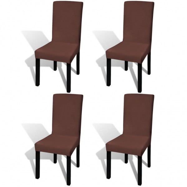 Funda para cadeira elástica recta 4 unidades marrom D