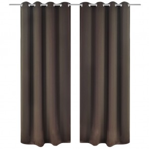 Cortinas opacas 2 piezas con ojales de metal 135x175 cm marrón D