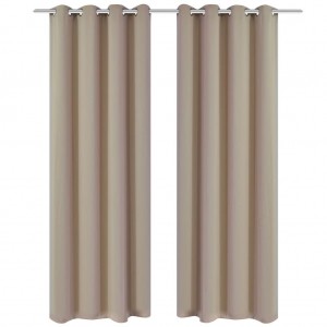 Cortinas opacas 2 piezas con ojales de metal 135x175 cm crema D