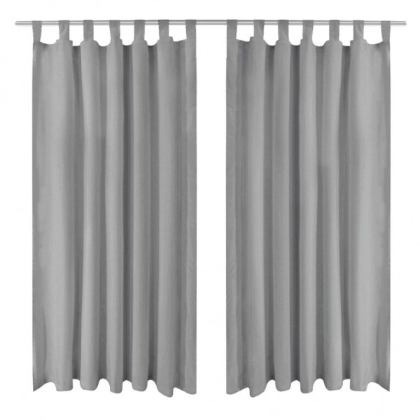 Cortinas de micro-raso con bucles 2 unidades 140x175cm gris D