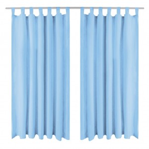 Cortinas de micro-raso con bucles 2 unidades 140x225cm turquesa D