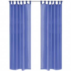 Cortinas de gasa 2 unidades 140x175 cm azul real D