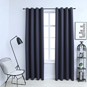 Cortinas opacas con anillas de metal 2 pzs antracita 140x225 cm D