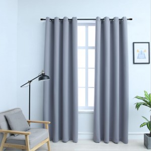 Cortinas opacas con anillas de metal 2 pzs gris 140x225 cm D