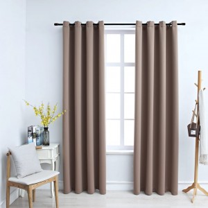 Cortinas opacas con anillas de metal 2 pzs gris topo 140x245 cm D