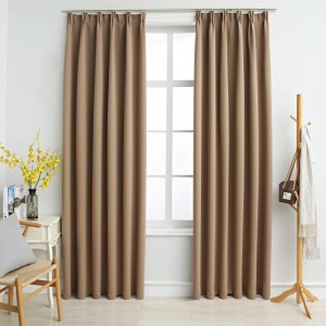 Cortinas opacas con ganchos 2 piezas gris topo 140x175 cm D