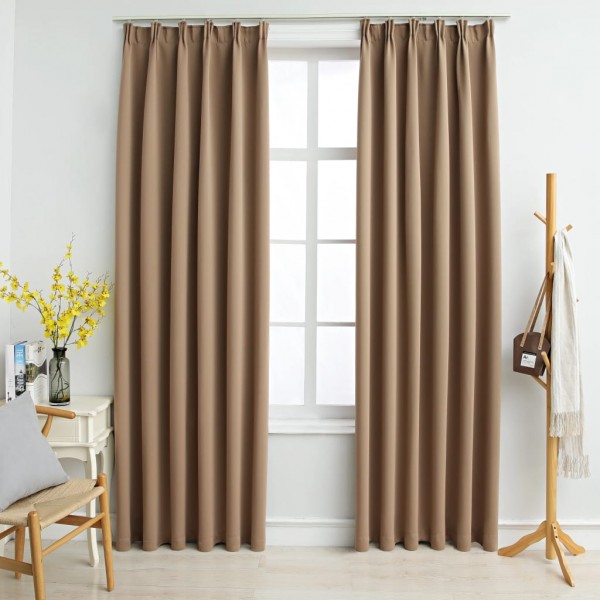 Cortinas opacas com ganchos 2 peças cinza topo 140x245 cm D