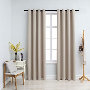 Cortinas opacas com anéis de metal 2 peças beige 140x245 cm D