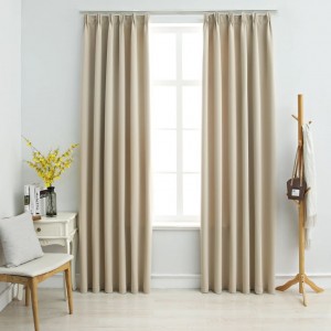 Cortinas blackout com ganchos 2 unidades bege 140x175 cm D