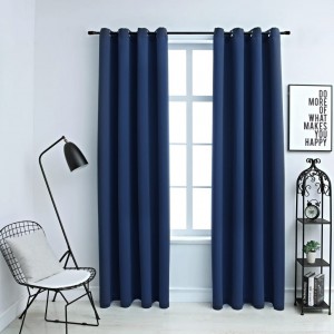 Cortinas blackout com argolas de metal 2 peças azul 140x225 cm D