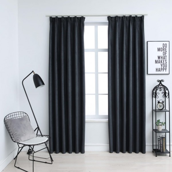 Cortinas opacas com ganchos 2 peças cinza antracita 140x255 cm D