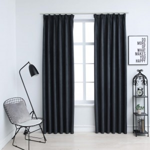 Cortinas opacas com ganchos 2 uds cinza anthracite 140x245 cm D