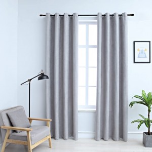 Cortinas opacas com anéis de metal 2 pzs cinza 140x175 cm D