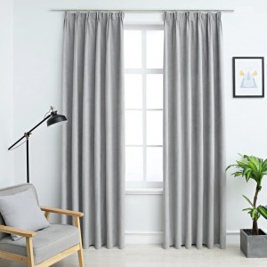 Cortinas opacas com ganchos 2 unidades cinza 140x245 cm D