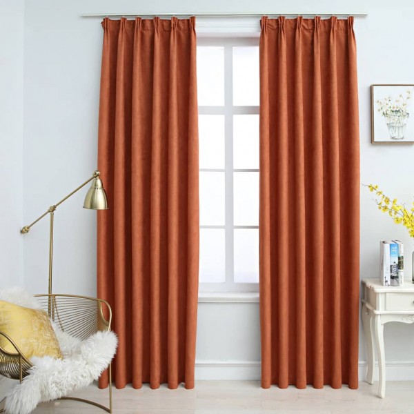 Cortinas opacas com ganchos 2 peças cor óxido 140x225 cm D