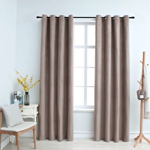 Cortinas opacas com anéis de metal 2 pzs cinza topo 140x175 cm D