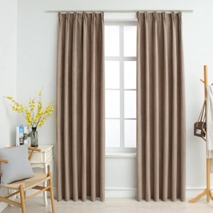 Cortinas opacas con ganchos 2 piezas gris topo 140x175 cm D