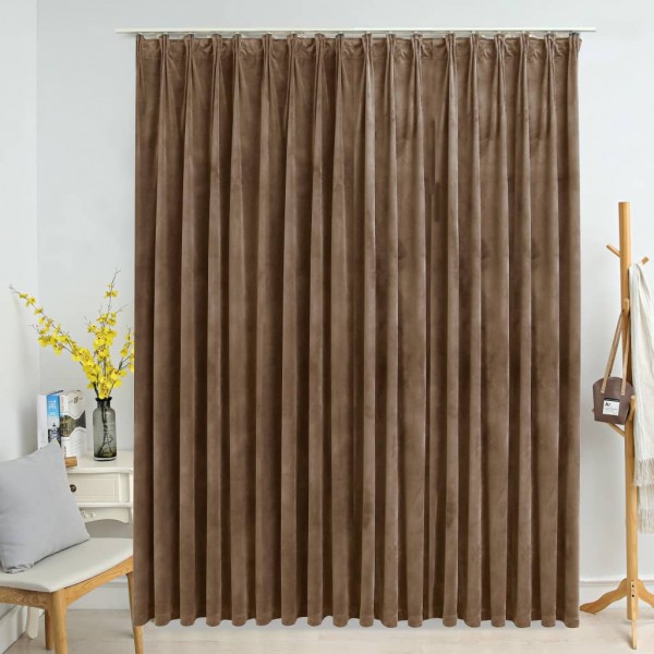 Cortina opaca com ganchos veludo beige 290x245 cm D