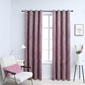 Cortinas opacas 2 anéis veludo rosa velho 140x175 cm D